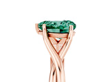 Rose gold Heart Cut Green Sapphire Solitaire Twist Band Prong Setting Ring_53