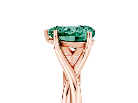 Rose gold Heart Cut Green Sapphire Solitaire Twist Band Prong Setting Ring_53