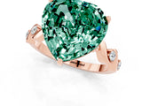 Rose gold Heart Cut Green Sapphire Solitaire Twisted Band with Round  Accents and Prong Setting_13