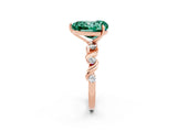 Rose gold Heart Cut Green Sapphire Solitaire Twisted Band with Round  Accents and Prong Setting_14