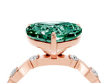 Rose gold Heart Cut Green Sapphire Solitaire Twisted Band with Round  Accents and Prong Setting_16