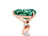 Rose gold Heart Cut Green Sapphire Solitaire Twisted Band with Round  Accents and Prong Setting_17