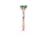 Rose gold Heart Cut Green Sapphire Solitaire with Side Baguettes and Channel Set Band_2