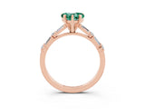 Rose gold Heart Cut Green Sapphire Solitaire with Side Baguettes and Channel Set Band_3
