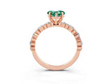 Rose gold Heart Cut Green Sapphire Solitaire with Side Stones, Pave Band, Four-Prong Setting_39