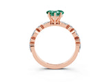 Rose gold Heart Cut Green Sapphire Solitaire with Side Stones on a Pavé Band and Four-Prong Setting_3