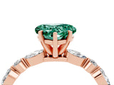 Rose gold Heart Cut Green Sapphire Solitaire with Side Stones on a Pavé Band and Four-Prong Setting_4