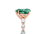Rose gold Heart Cut Green Sapphire Solitaire with Side Stones on a Pavé Band and Four-Prong Setting_5