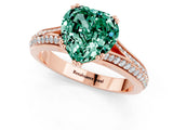 Rose gold Heart Cut Green Sapphire Split Shank Engagement Ring with Pavé Band_1