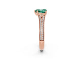 Rose gold Heart Cut Green Sapphire Split Shank Engagement Ring with Pavé Band_2