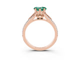 Rose gold Heart Cut Green Sapphire Split Shank Engagement Ring with Pavé Band_3