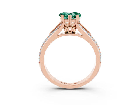 Rose gold Heart Cut Green Sapphire Split Shank Engagement Ring with Pavé Band_3