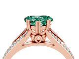 Rose gold Heart Cut Green Sapphire Split Shank Engagement Ring with Pavé Band_4