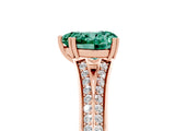 Rose gold Heart Cut Green Sapphire Split Shank Engagement Ring with Pavé Band_5