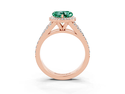Rose gold Heart Cut Green Sapphire Split Shank Halo Ring with Four-Prong Setting_15
