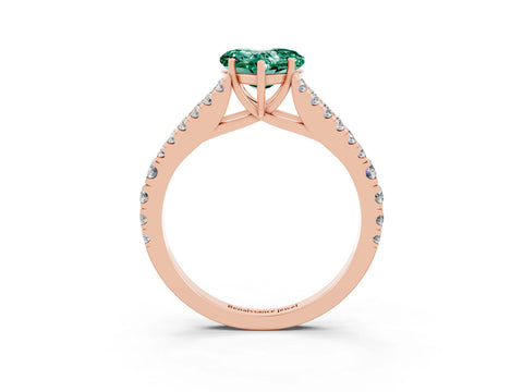 Rose gold Heart Cut Green Sapphire Split Shank Pavé Engagement Ring with Four-Prong Setting_15