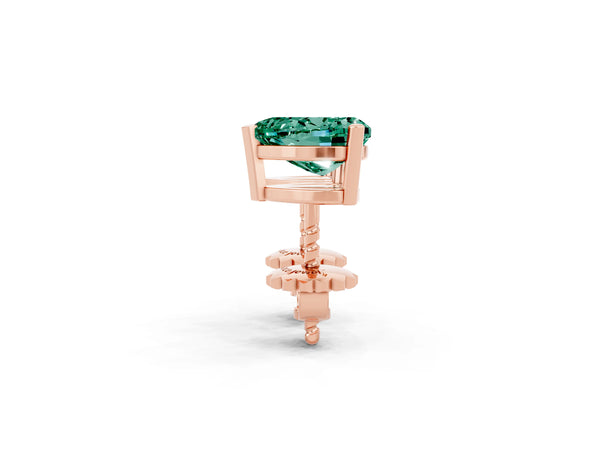 Rose gold Heart Cut Green Sapphire Stud Earrings