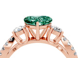 Rose gold Heart Cut Green Sapphire Three-Stone Ring with Pavé Split Shank and Four-Prong Setting_4