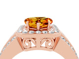Rose gold Heart Cut Halo Citrine Ring with Split Shank and Four-Prong Setting_4