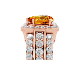 Rose gold Heart Cut Halo Citrine Ring with Split Shank and Four-Prong Setting_5