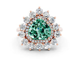 Rose gold Heart Cut Halo Cluster Diamond Ring with Pave Band and Four-Prong Setting_12
