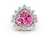 Rose gold Heart Cut Halo Cluster Diamond Ring with Pave Band and Four-Prong Setting_12