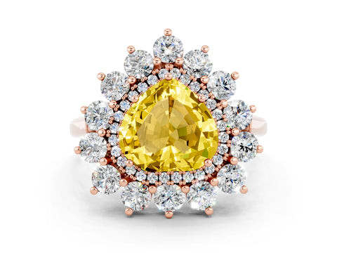 Rose gold Heart Cut Halo Cluster Diamond Ring with Pave Band and Four-Prong Setting_12