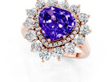 Rose gold Heart Cut Halo Cluster Diamond Ring with Pave Band and Four-Prong Setting_13