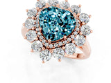 Rose gold Heart Cut Halo Cluster Diamond Ring with Pave Band and Four-Prong Setting_13