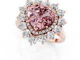 Rose gold Heart Cut Halo Cluster Diamond Ring with Pave Band and Four-Prong Setting_13