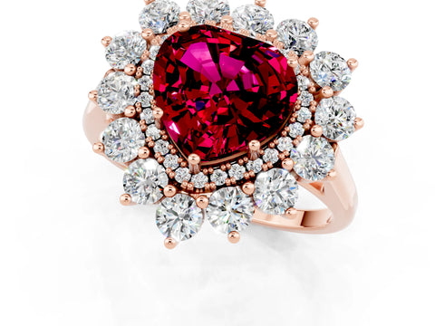 Rose gold Heart Cut Halo Cluster Diamond Ring with Pave Band and Four-Prong Setting_13
