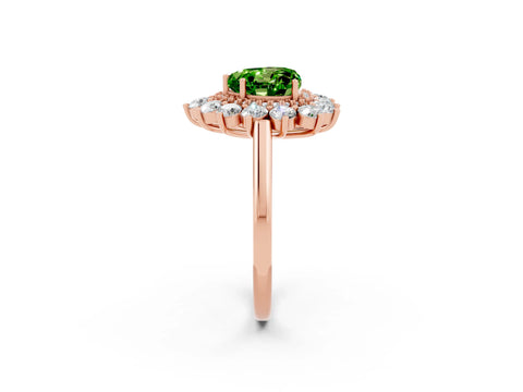 Rose gold Heart Cut Halo Cluster Diamond Ring with Pave Band and Four-Prong Setting_14