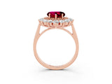 Rose gold Heart Cut Halo Cluster Diamond Ring with Pave Band and Four-Prong Setting_15