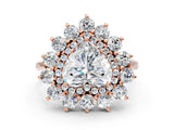 Rose gold Heart Cut Halo Cluster Diamond Ring with Pave Band and Four-Prong Setting_15