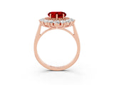Rose gold Heart Cut Halo Cluster Diamond Ring with Pave Band and Four-Prong Setting_15
