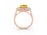 Rose gold Heart Cut Halo Cluster Diamond Ring with Pave Band and Four-Prong Setting_15