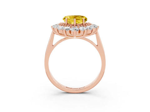 Rose gold Heart Cut Halo Cluster Diamond Ring with Pave Band and Four-Prong Setting_15