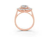 Rose gold Heart Cut Halo Cluster Diamond Ring with Pave Band and Four-Prong Setting_15