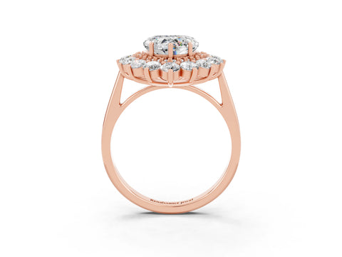 Rose gold Heart Cut Halo Cluster Diamond Ring with Pave Band and Four-Prong Setting_15