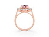 Rose gold Heart Cut Halo Cluster Diamond Ring with Pave Band and Four-Prong Setting_15