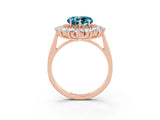Rose gold Heart Cut Halo Cluster Diamond Ring with Pave Band and Four-Prong Setting_15
