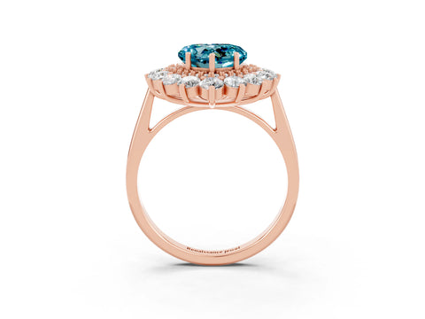 Rose gold Heart Cut Halo Cluster Diamond Ring with Pave Band and Four-Prong Setting_15