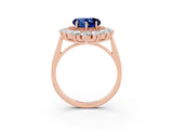 Rose gold Heart Cut Halo Cluster Diamond Ring with Pave Band and Four-Prong Setting_15