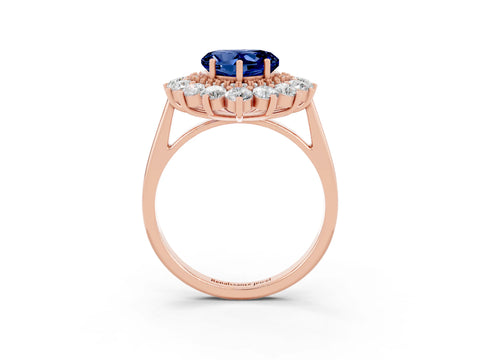 Rose gold Heart Cut Halo Cluster Diamond Ring with Pave Band and Four-Prong Setting_15