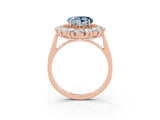 Rose gold Heart Cut Halo Cluster Diamond Ring with Pave Band and Four-Prong Setting_15