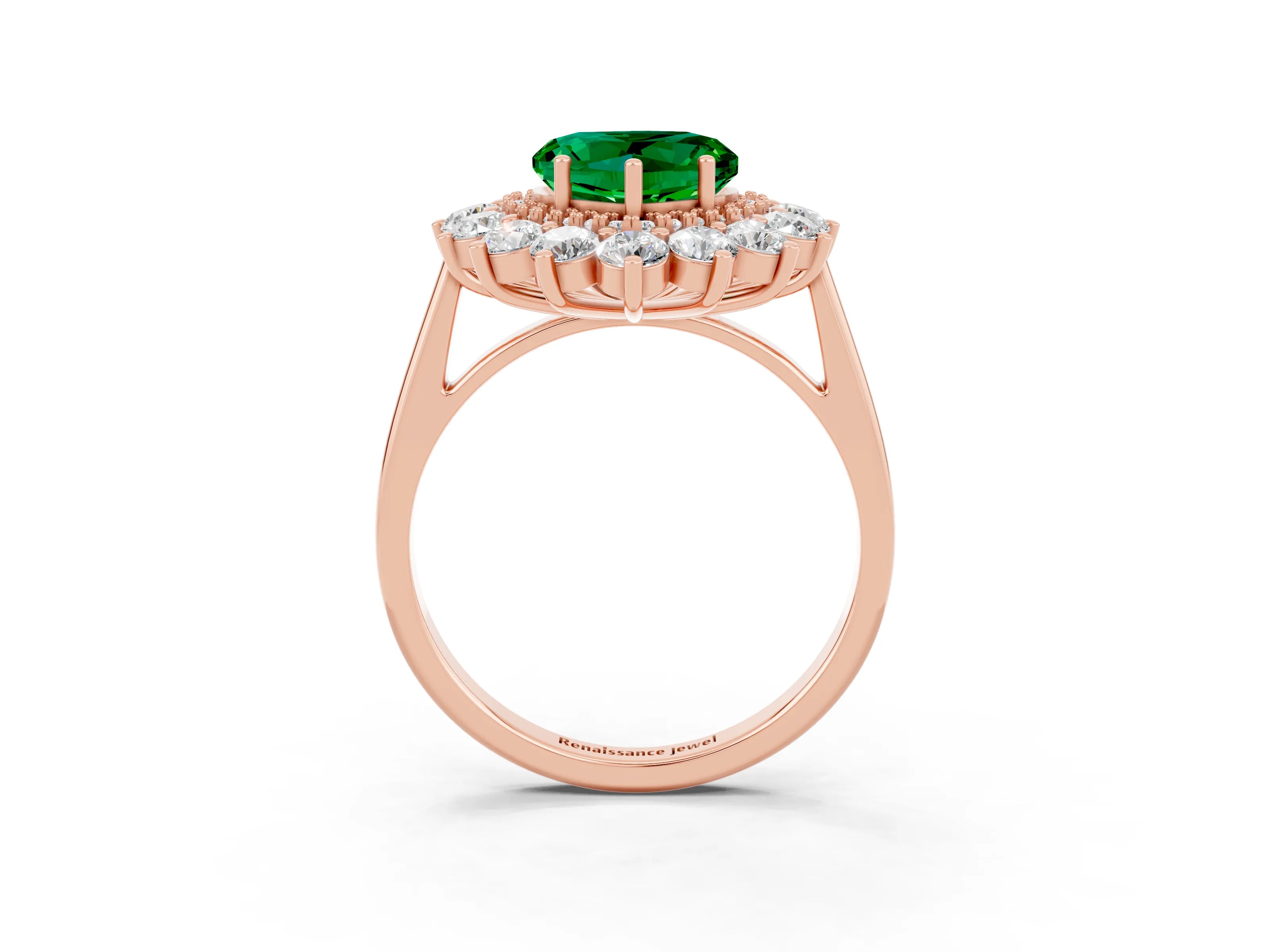 Rose gold Heart Cut Halo Cluster Diamond Ring with Pave Band and Four-Prong Setting_15