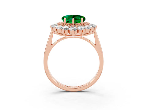 Rose gold Heart Cut Halo Cluster Diamond Ring with Pave Band and Four-Prong Setting_15