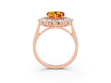 Rose gold Heart Cut Halo Cluster Diamond Ring with Pave Band and Four-Prong Setting_15