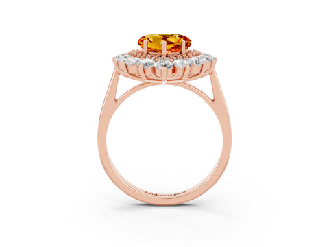 Rose gold Heart Cut Halo Cluster Diamond Ring with Pave Band and Four-Prong Setting_15