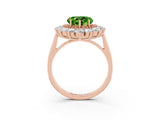 Rose gold Heart Cut Halo Cluster Diamond Ring with Pave Band and Four-Prong Setting_15